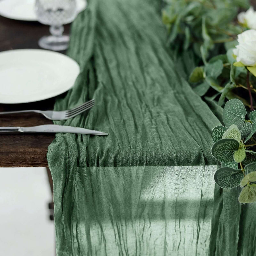 10ft Olive Green Gauze Cheesecloth Boho Table Runner