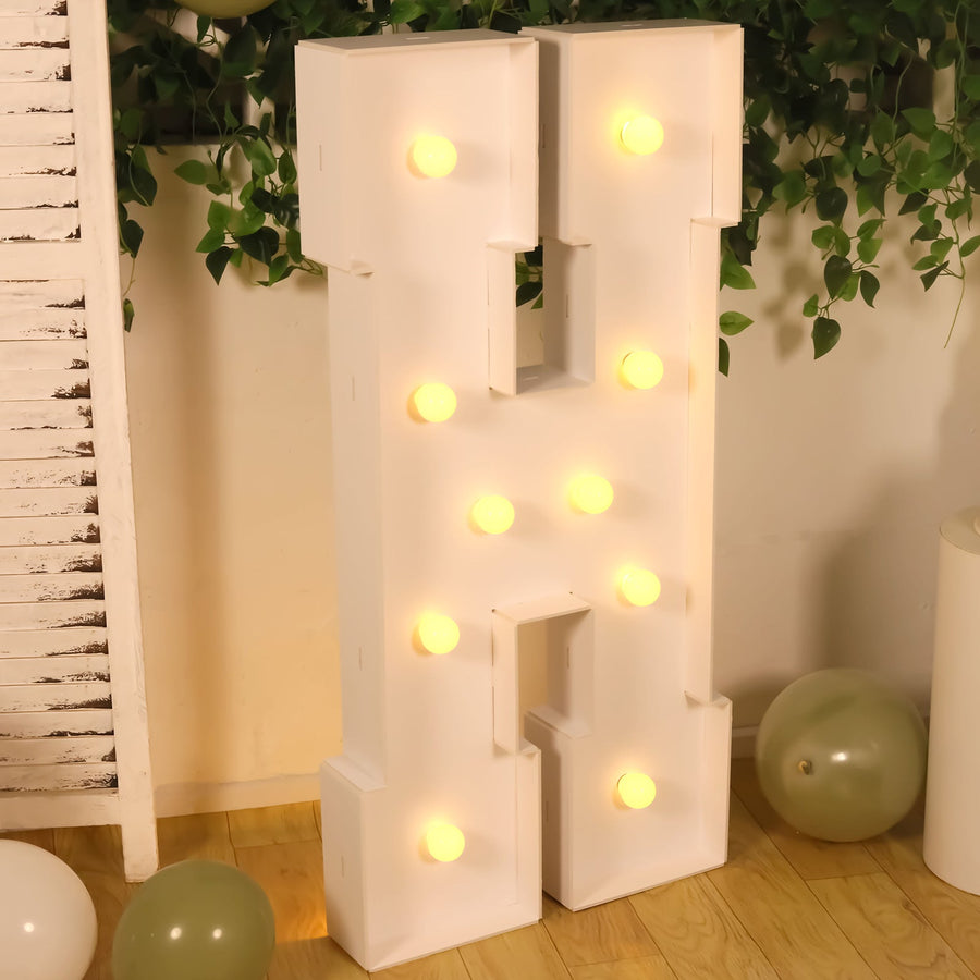4ft White Large Marquee Light Up Letter H Mosaic Balloon Frame Pre-Cut Foam Board 10 Warm White