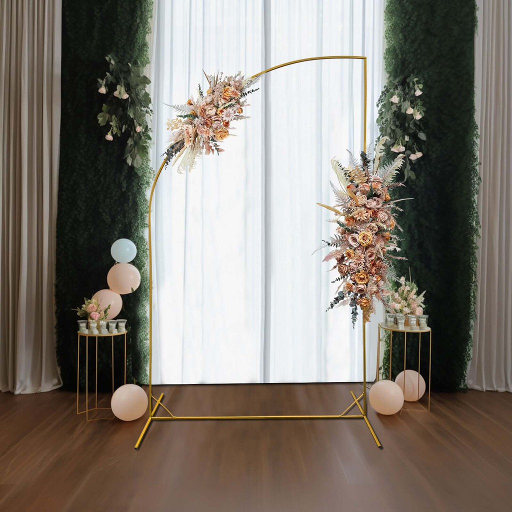 8ft Gold Metal Half Moon Floral Frame Wedding Arbor Stand Chiara Arch