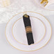 Set of 24 Gold Plastic Silverware with Pre-Rolled Black Paper Napkins