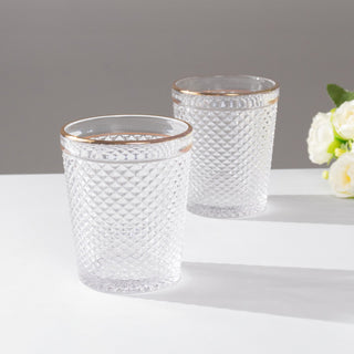 <span>Timeless Clear Hobnail Tumbler Drinking Glasses with Gold Rim</span> <span>Timeless Clear Hobnail Tumbler Drinking Glasses with Gold Rim</span>