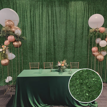 8ftx8ft Green Fringe Shag Polyester Event Drapery Panel, Minky Fabric Divider Backdrop Curtain