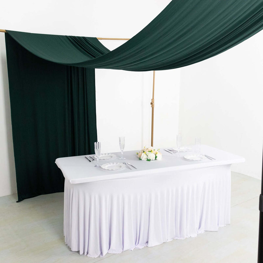 Hunter Emerald Green 4-Way Stretch Spandex Backdrop Curtain with Rod Pockets Wrinkle Free Drape