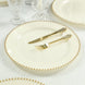10-Pack Economy Round Plastic Charger Plates 13" in Ivory with Gold Beaded Rim, Stylish Dinner Party Serving Plates