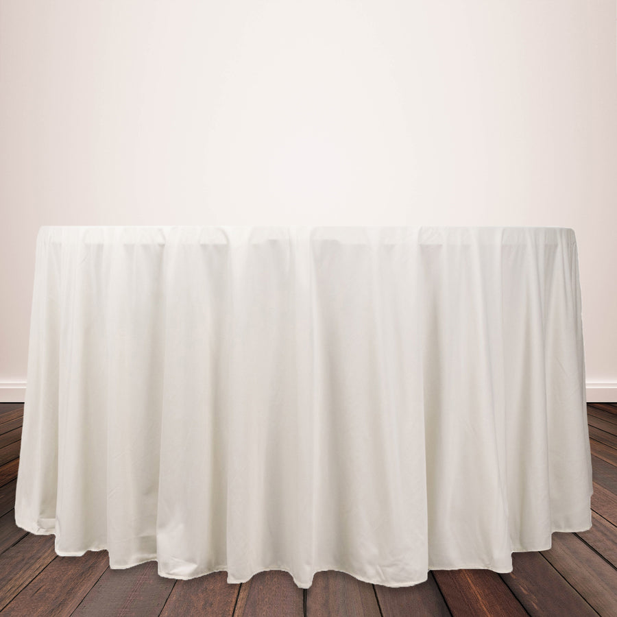 120inch Ivory Premium Scuba Round Tablecloth, Wrinkle Free Polyester Seamless Tablecloth