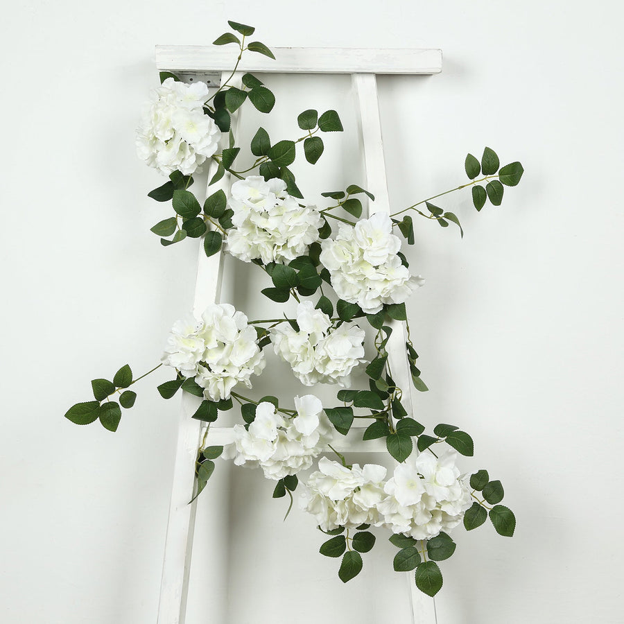 2-Pack Ivory Artificial Hydrangea Garland 5.5ft – Artificial Silk Floral Vine