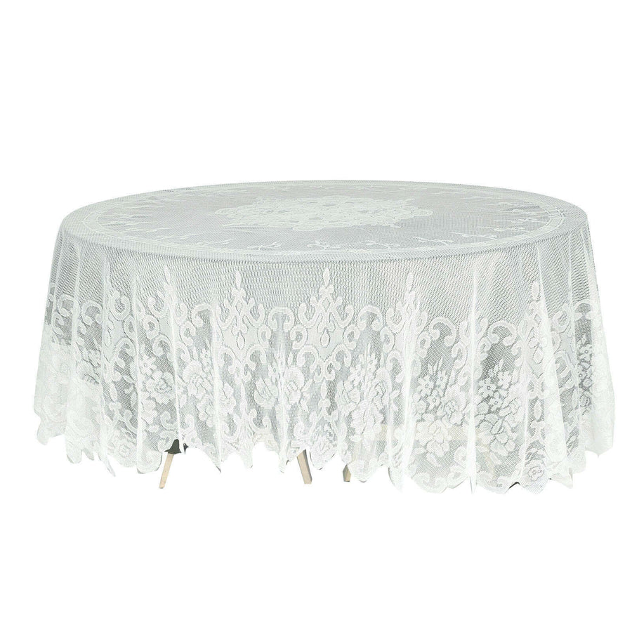 108" Premium Lace Ivory Round Tablecloth