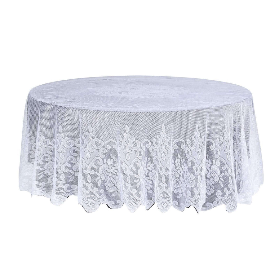108" Premium Lace White Round Tablecloth