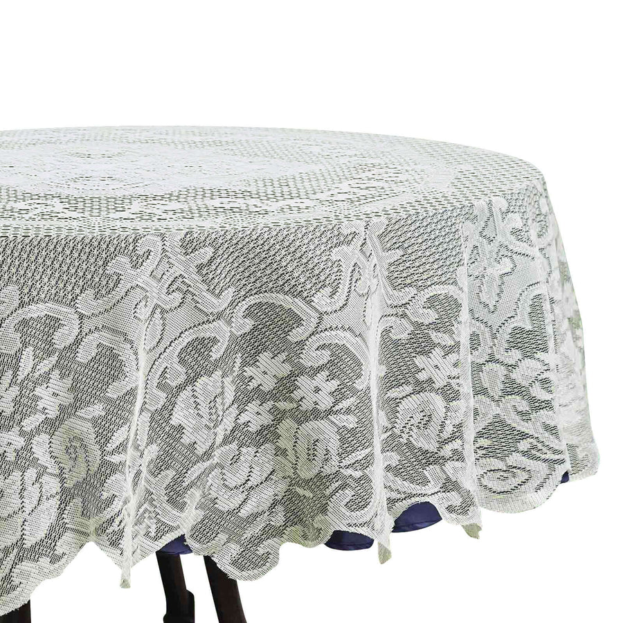 70" Premium Lace Ivory Round Tablecloth