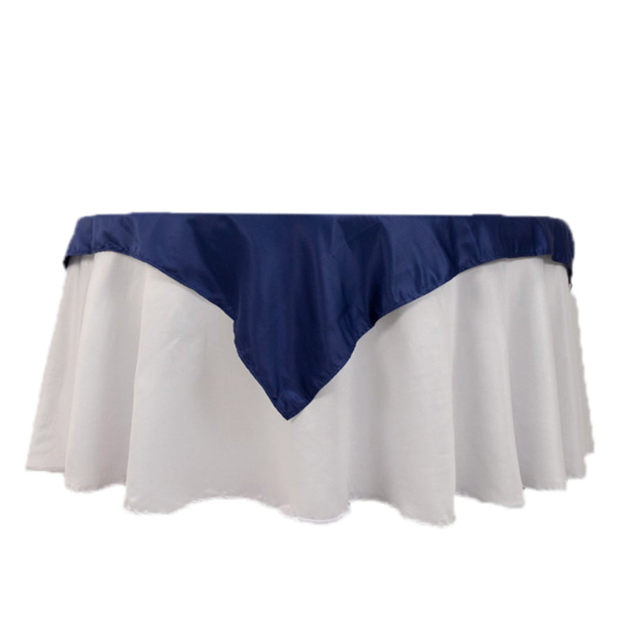 Navy Blue Seamless Lamour Satin Square Table Overlay- 54inch