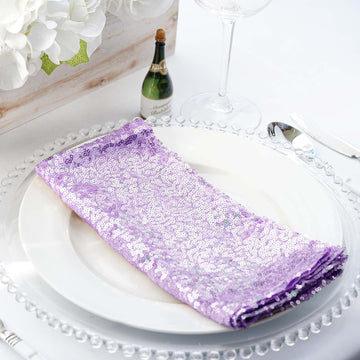20"x20" Lavender Lilac Premium Sequin Cloth Dinner Napkin Reusable Linen