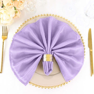 5 Pack Lavender Lilac Seamless Cloth Dinner Napkins, Reusable Linen 20"x20"