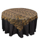 72x72inch Black Gold Wave Mesh Square Table Overlay With Embroidered Sequins