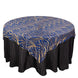 72x72inch Royal Blue Gold Wave Mesh Square Table Overlay With Embroidered Sequins
