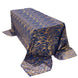 90x156inch Royal Blue Gold Wave Mesh Rectangular Tablecloth With Embroidered Sequins