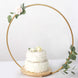 33Inch Gold Round Metal Floral Hoop Cake Stand, Dessert Display Centerpiece Stand With Wooden Base