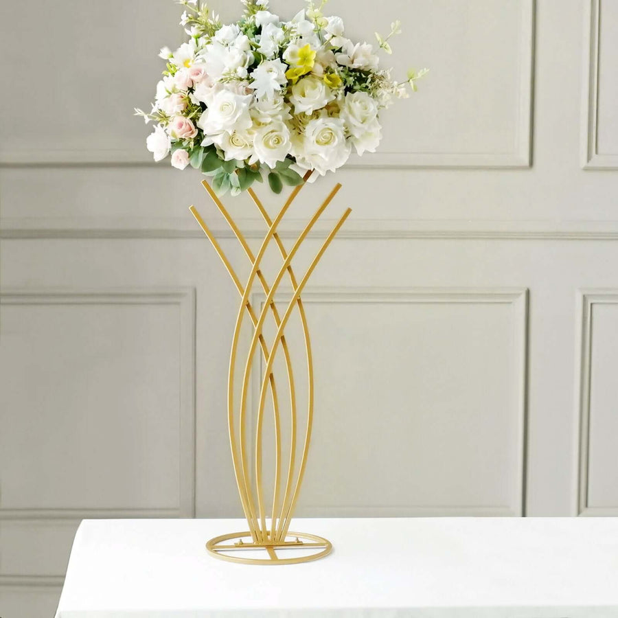 2ft Tall Gold Metal Wired Mermaid Tail Flower Frame Stand, Floral Display Wedding Centerpiece