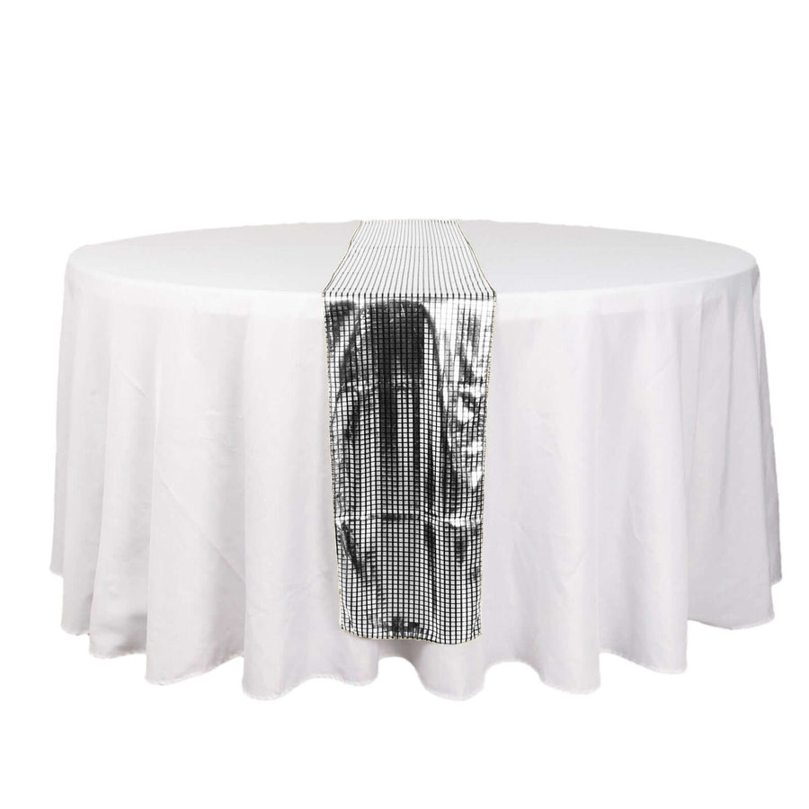 Silver DASHING Mirror Foil Table Runner