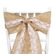 5x108inch| Natural Burlap Lace Chair Sash, Hessian Fabric Rustic Jute Chair Bow