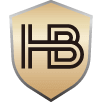Logo of HB in a gold shield design on a white background.