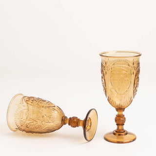 Vintage Embossed Amber Gold Plastic Goblets Vintage Embossed Amber Gold Plastic Goblets