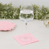 50 Pack 5x5inch Pink Soft 2-Ply Disposable Cocktail Napkins, Paper Beverage Napkins