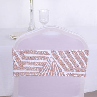 Elevate Your Event Decor with Rose Gold Diamond Glitz Sequin Chair Sashes