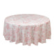 Polyester 108inch Round Tablecloth White - Pink French Toile Pattern for Chic Weddings