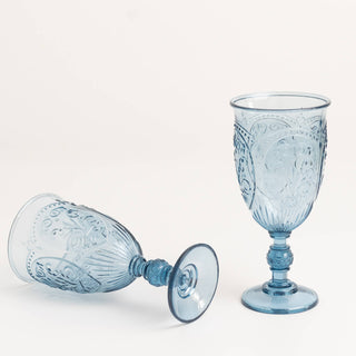 Vintage Embossed Dusty Blue Plastic Goblets Vintage Embossed Dusty Blue Plastic Goblets