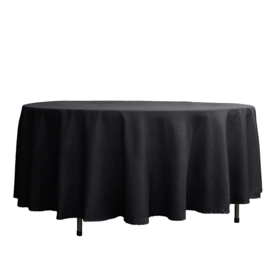 108" Black Polyester Round Tablecloth