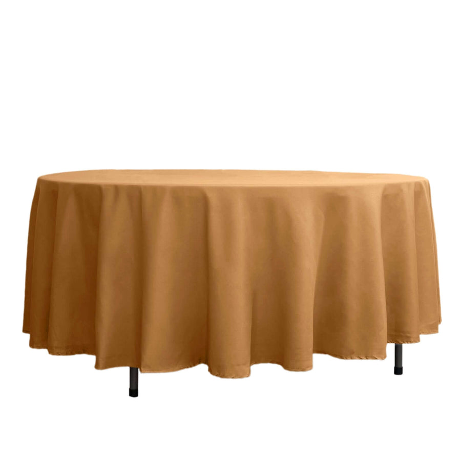 108" Gold Polyester Round Tablecloth