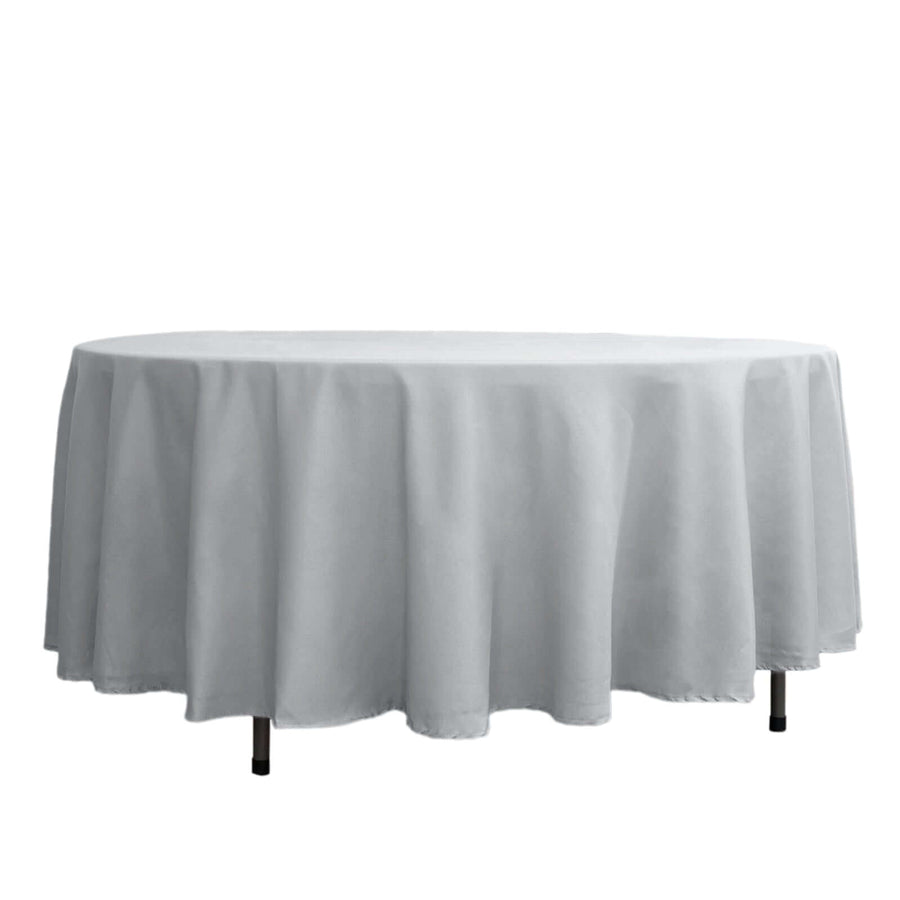 108" Silver Polyester Round Tablecloth