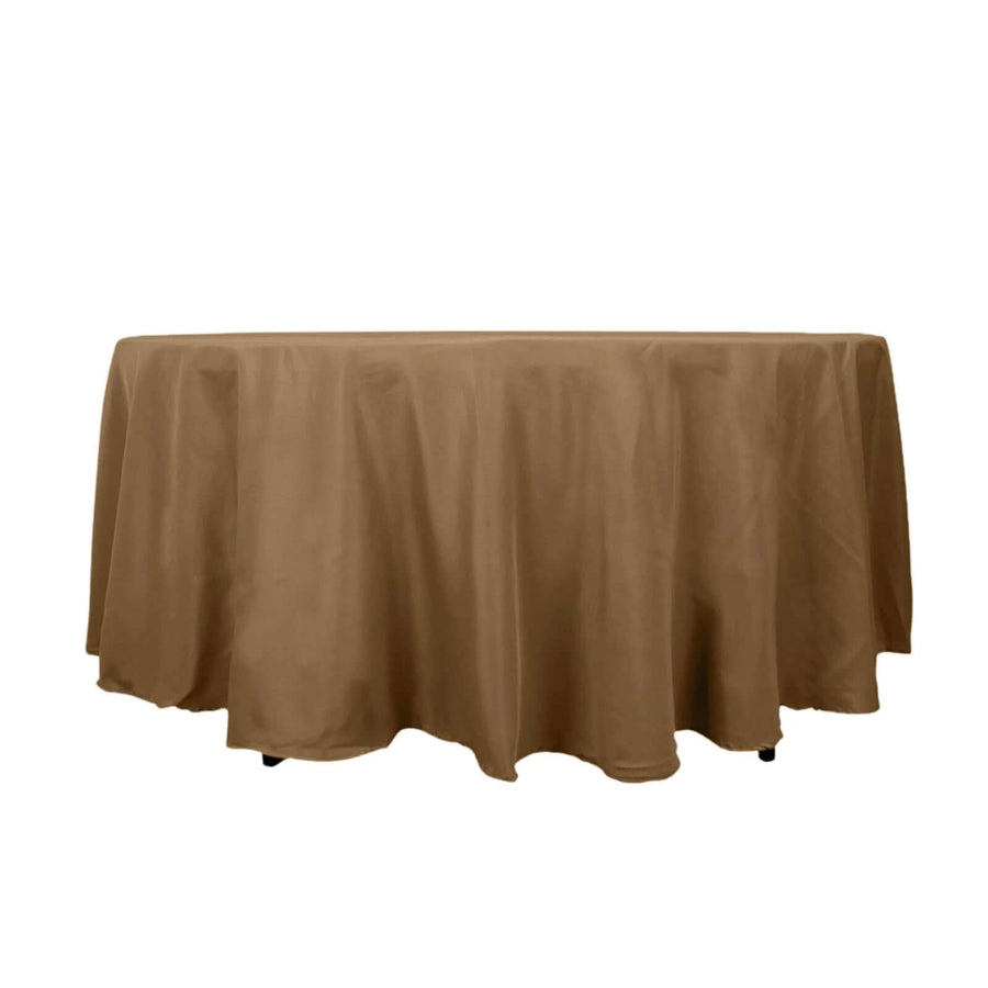 108" Taupe Polyester Round Tablecloth