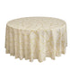 120inch Beige Round Polyester Tablecloth With Gold Foil Geometric Pattern