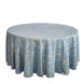 120inch Dusty Blue Round Polyester Tablecloth With Gold Foil Geometric Pattern