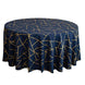 120inch Navy Blue Round Polyester Tablecloth With Gold Foil Geometric Pattern