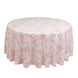 Polyester 120\" Round Tablecloth White - Pink French Toile Pattern