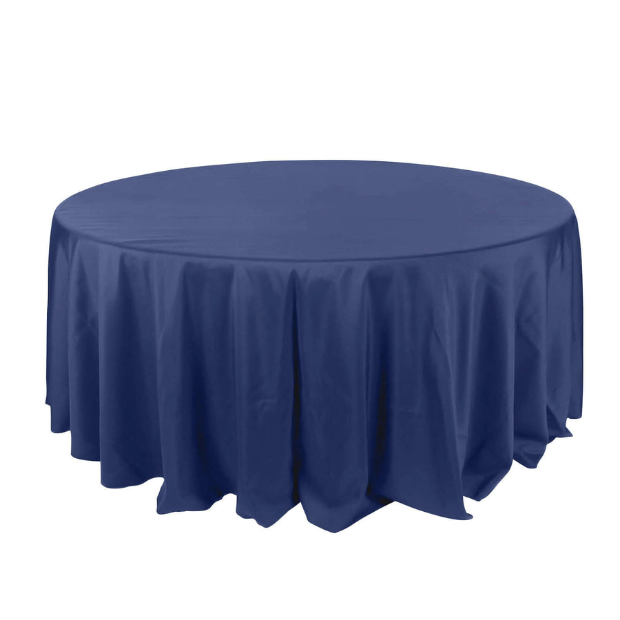 132Inch Navy Blue Seamless Polyester Round Tablecloth