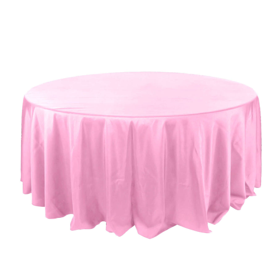 132inch Pink Seamless Polyester Round Tablecloth