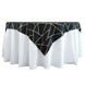 54"x54" Black Polyester Square Table Overlay With Gold Foil Geometric Pattern