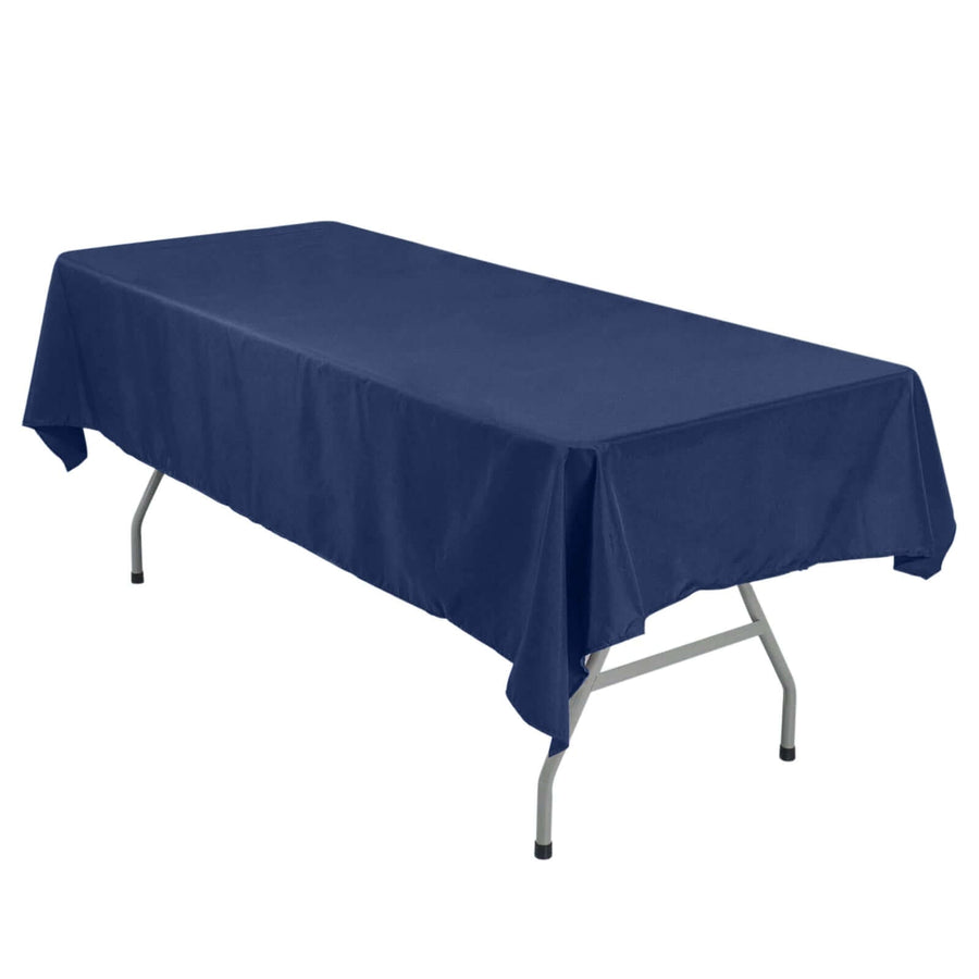 54"x96" Navy Blue Polyester Linen Rectangle Tablecloth