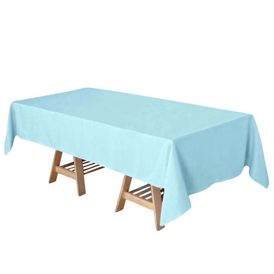 60"x102" Light Blue Polyester Rectangular Tablecloth