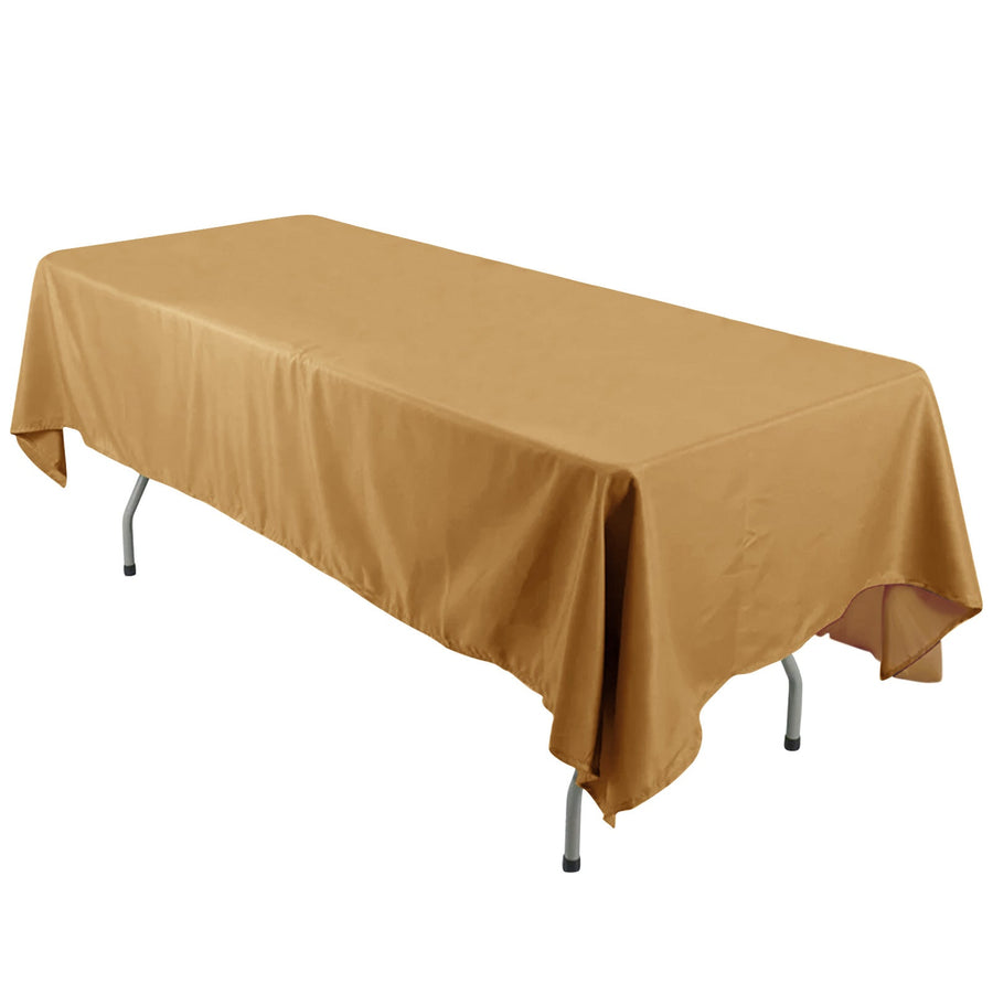 Brown tablecloth draped over a rectangular table
