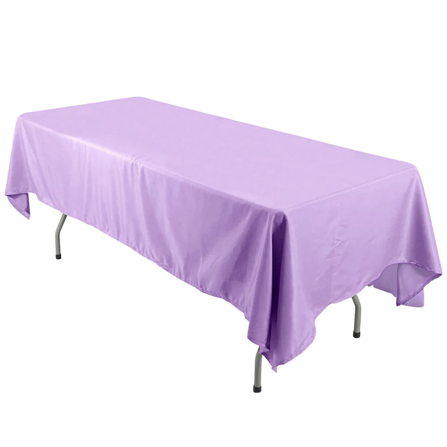 Purple tablecloth draped over a rectangular table