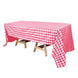 60"x126" White Red Buffalo Plaid Rectangle Tablecloth, Checkered Polyester Tablecloth