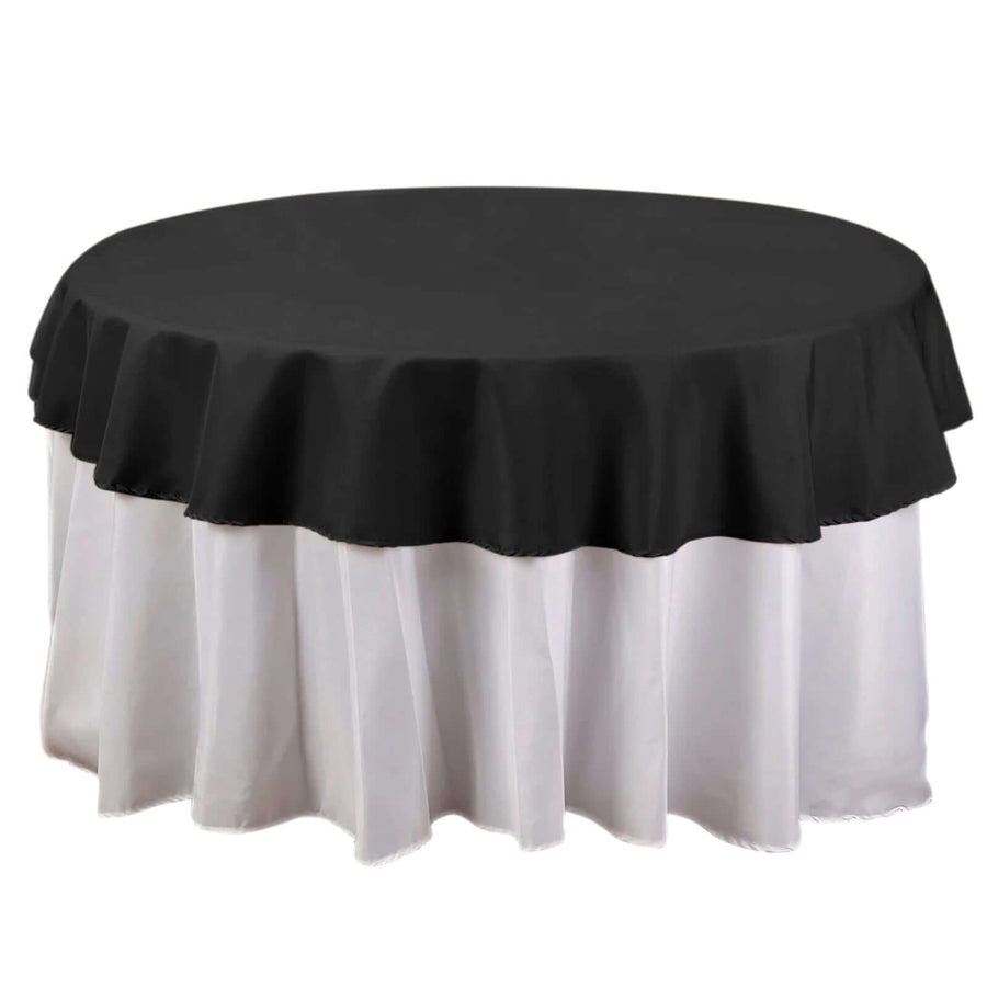 70" Round Black Polyester Linen Tablecloth