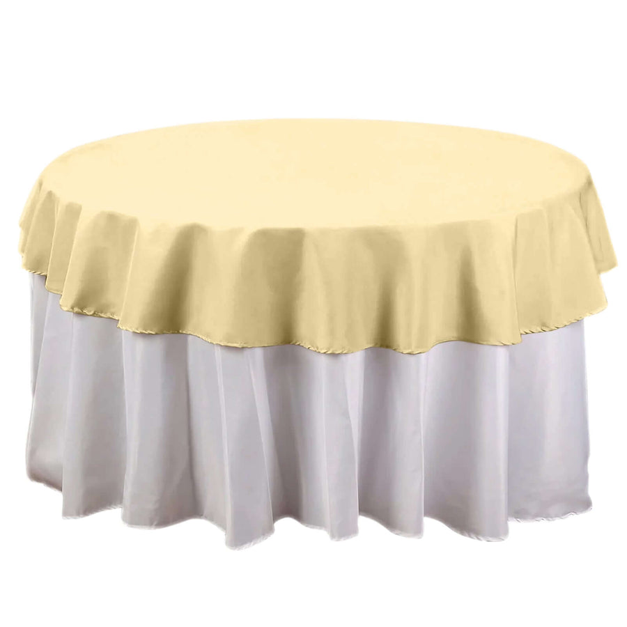 70" Round Champagne Polyester Linen Tablecloth