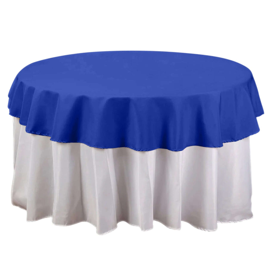 70" Round Royal Blue Polyester Linen Tablecloth