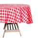 70" White Red Buffalo Plaid Round Tablecloth, Gingham Polyester Checkered Tablecloth