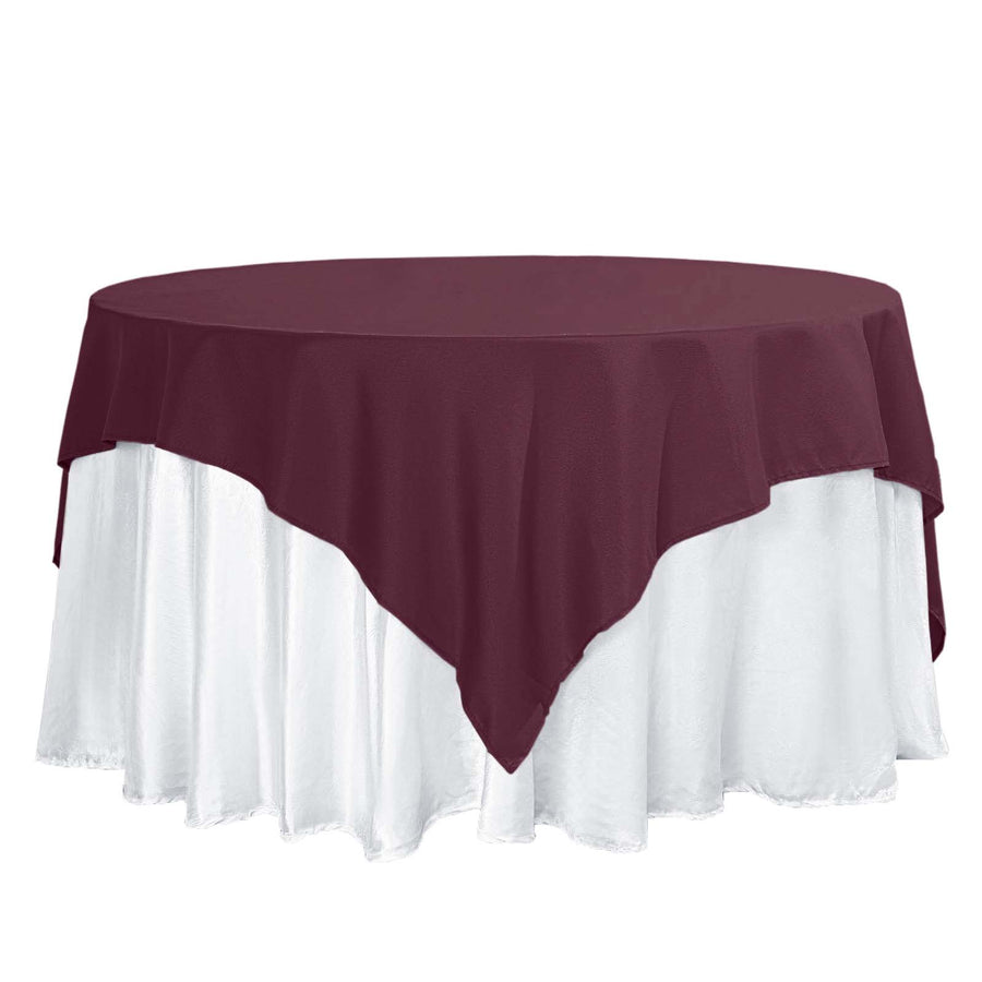 70"x70" Burgundy Square Polyester Table Overlay